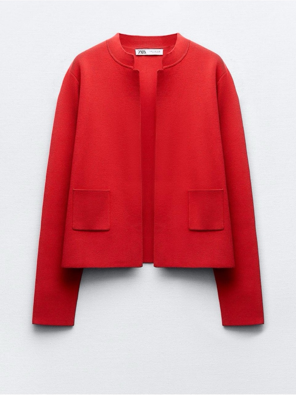 Zara NWT Red Open Knit Blazer